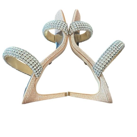 Badgley Mischka Sade Jeweled Double-Band Stiletto Heels Blush Gold NEW Size 6.5 - Picture 8 of 10